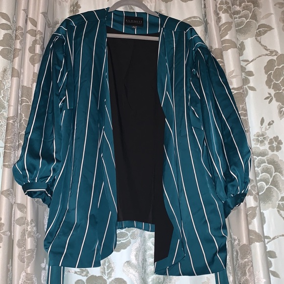 NWT Eloquii Stripe Satin Blazer - Picture 2 of 5